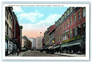 c1941 Chapman and Fidelity Buildings, Portland Maine ME Postcard