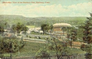 DANBURY CT~ BIRDS EYE VIEW-DANBURY FAIR-FAIRGROUNDS-GRANDSTAND~1910s POSTCARD