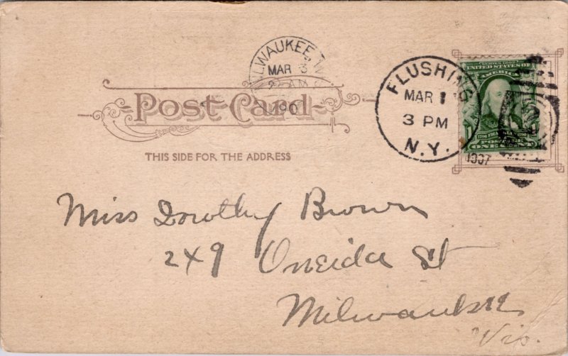 Comic-Auto Scaring Horses Buster Brown and his bubble-Auto Supply Advert 1907