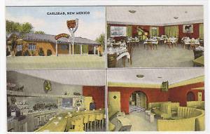 Silver Spur Restaurant Bar Carlsbad New Mexico linen postcard