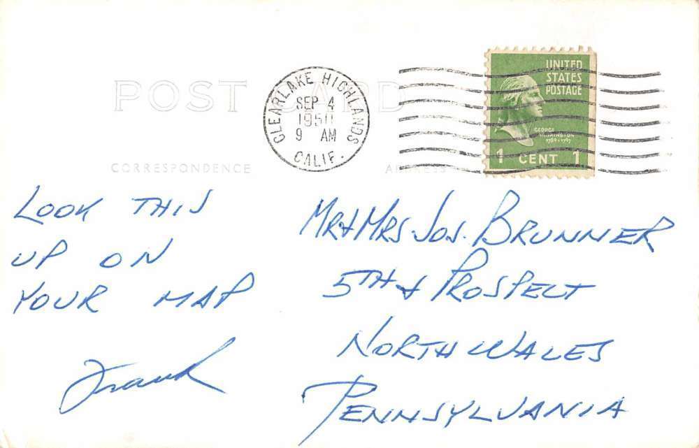 Lower Lake California directional sign map of area real photo pc Z26927