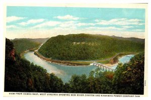 Postcard POWER PLANT SCENE Between New River Canyon & Kanawha WV AU9543