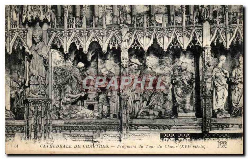 Cathedral of Chartres Old Postcard Fragment of the tower of the 16th choir