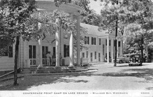 Conference Point Camp Cars Williams Bay Lake Geneva Wisconsin 1952 postcard