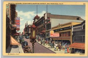 Linen Postcard-Chinatown Shopping-San Francisco,CA