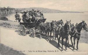 Victoria BC Canada Tally Ho at Shoal Bay Stage Coach Antique Postcard J76735