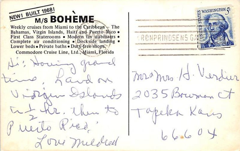 MS Boheme Commordore Cruises Ship 1971 