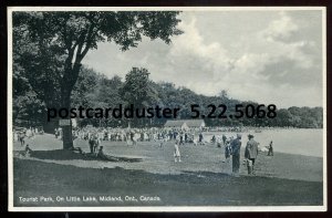 h952 - MIDLAND Ontario Postcard 1938 Simcoe. Little Lake Tourist Park by Evans