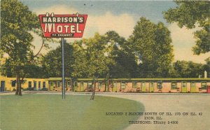 Postcard Illinois Zion Harrison Motel roadside 1940s Teich 22-13653