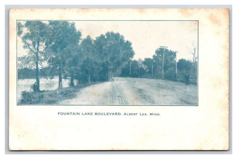 Fountain Lake Boulevard Albert Lea Minnesota MN UNP UDB Postcard P26