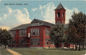 J63/ Deshler Ohio Postcard c1910 High School Building 412