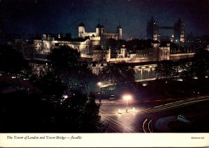 England London Tower Of London and Tower Bridge At Night 1974