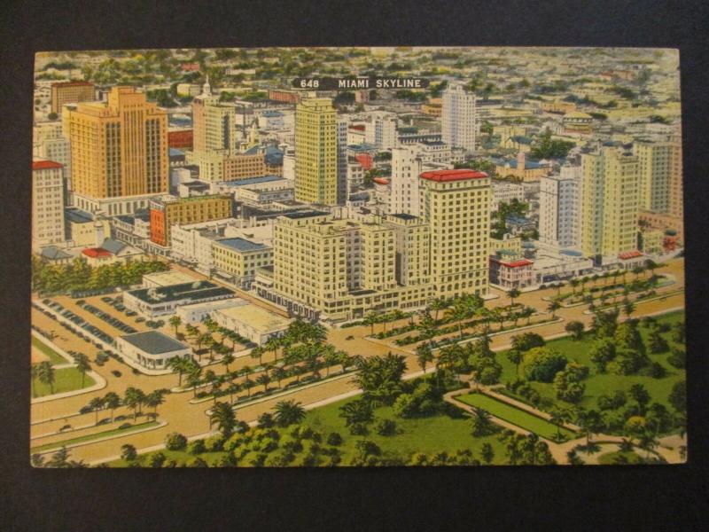Mint Vintage Miami Skyline Florida Postcard