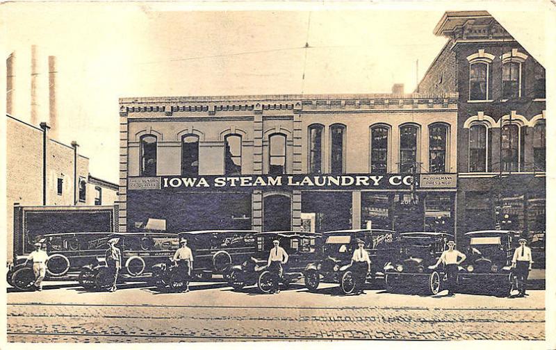 Davenport IA Iowa Steam Laundry Co. Delivery Truck, in 1920 RPPC Postcard