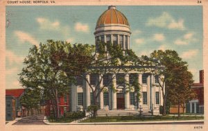 Vintage Postcard 1930s The Old Court House Norfolk VA Virginia Pub Acme Photo Co