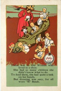 Advertising Postcard Old Woman Lives In Shoe Nursery Rhyme Minneapolis Knitting