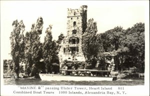 Alexandria Bay New York NY Ulster Tower Maxine III Tour Boat Real Photo Postcard