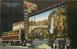 Nevada Reno Harold's Club Night Neon autos Sierra News Kropp Postcard 22-4485