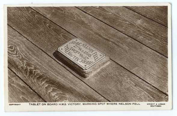 RPPC of the Tablet on Board H.M.S Victory Marking Spot Where Nelson Fell