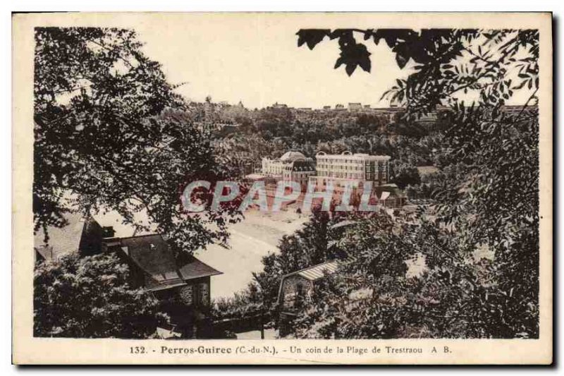 Old Postcard Perros Guirec C N A corner of the Beach Trestraou