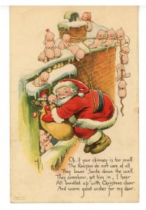 Kewpies by Rose O'Neill. Pub. By Gibson Art Christmas- Helping Santa