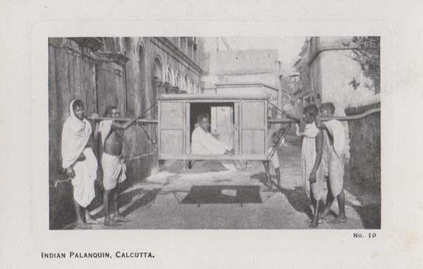 Palanquin Calcutta India Indian Antique Postcard