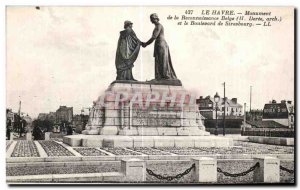 Old Postcard Le Havre The Monument of the Belgian Recognition and Boulevard