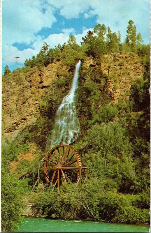 Waterfalls Water Wheel Idaho Springs Colorado Highway I-70 Dickson Postcard Vtg 