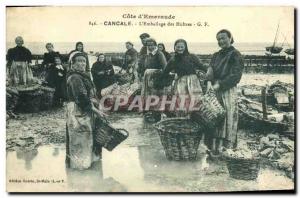 Old Postcard Cancale oysters L Packing oyster farming