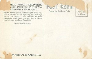 1933-34 Chicago World's Fair Postcard Airplane at Lagoon, Braniff Airways