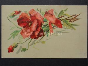 Embossed Poppies: c1909 (PM) INTERLAKEN Seneca County, New York DUPLEX