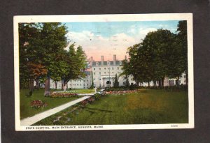 ME State Hospital Main Entrance Augusta Maine Vintage Postcard 1927