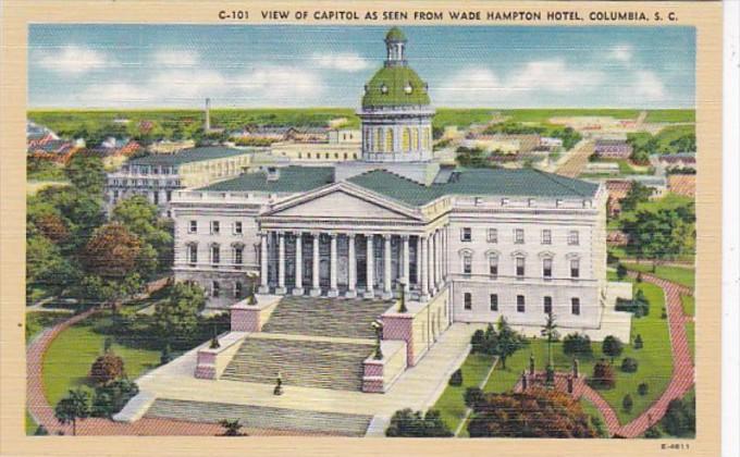 South Carolina Columbia View Of Capitol As Seen From Wade Hampton Hotel