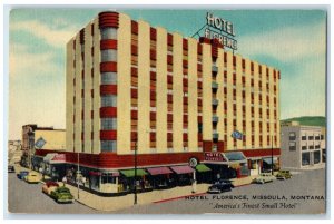 1952 Hotel Florence Exterior Building Missoula Montana Vintage Antique Postcard