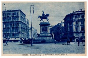 Italy  Napoli ,Piazza Municipio e Monumento a Vittorio Eman. II