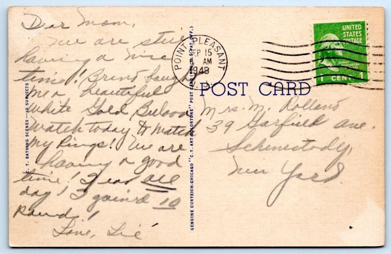 1948 POINT PLEASANT BEACH VINTAGE CURTEICH LINEN POSTCARD