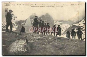 Old Postcard Militaria Alpine hunters Col de la Vanoise high monument to the ...