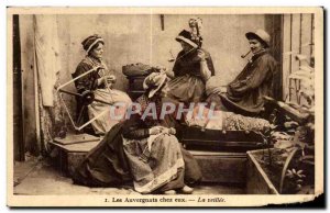 Old Postcard The home Auvergne The vigil Folklore Costume