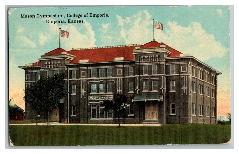 1913 Postcard Mason Gymnasium College of Emporia KS Vintage Standard View Card 