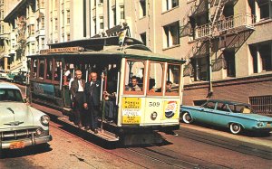 San Francisco CA Famous Cable Car Pepsi Cola Old Cars, Postcard,