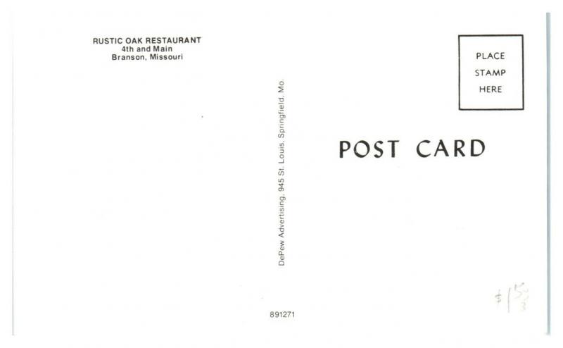 1960s/70s Rustic Oak Restaurant, Branson, MO Postcard *5F24