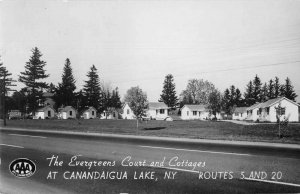 Canadaigua Lake New York Evergreens Court and Cottages Real Photo PC AA50871