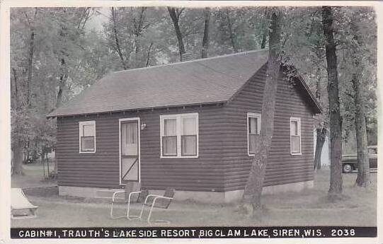 Wisconsin Siren Cabin #1 Trauth's Lakeside Resort Real Photo RPPC