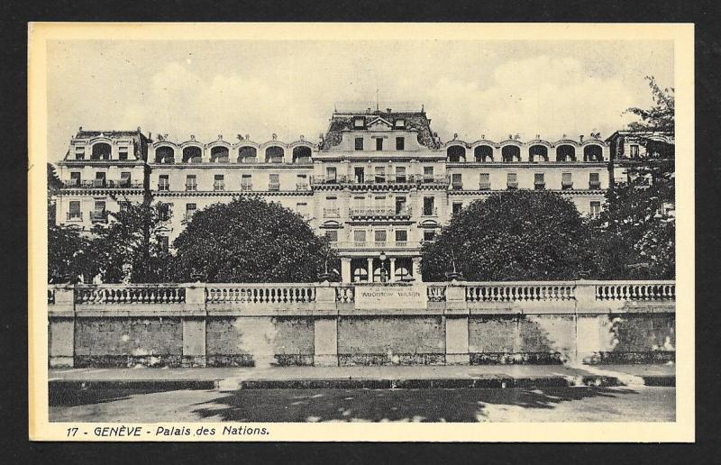 Palace of Nations Geneva SWITZERLAND Unused c1920s