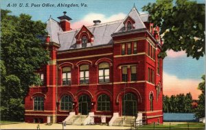 US Post Office Abingdon VA Virginia Linen Postcard VTG UNP Asheville Vintage 