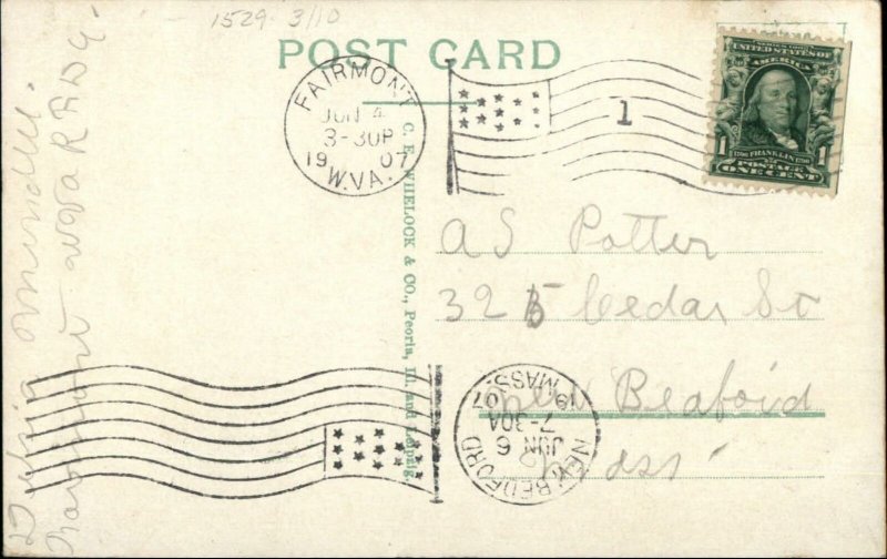 Fairmont WV Cook's Hospital 1907 Used Postcard