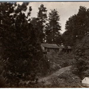 c1910s Mystery Cabin in Forest RPPC Tent Pioneer House Real Photo Postcard A94