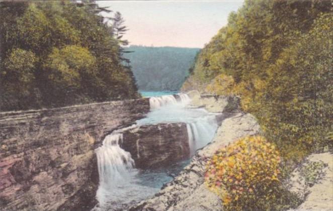 New York Castille Lower Falls Letchworth State Park Handcolored Albertype