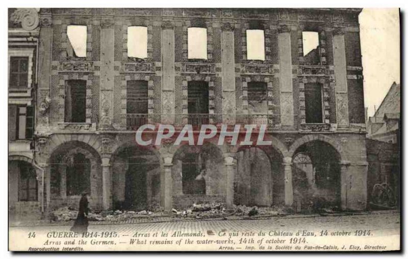 Old Postcard Army Arras and the Germans remained the Chateau d'Eau