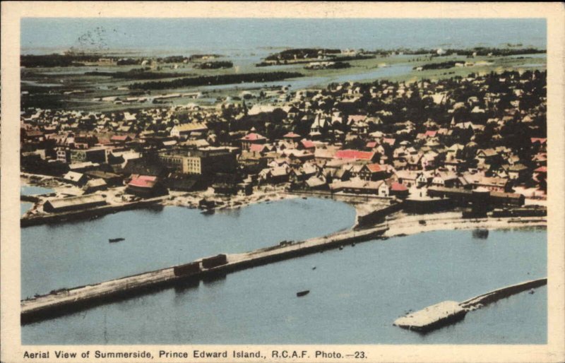 Summerside Prince Edward Island PEI Aerial View Vintage Postcard